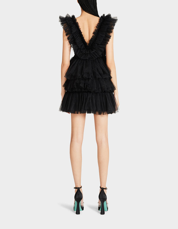 Betsey Johnson Betseys Tiered Tulle Dress Black