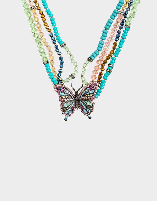 Betsey Johnson Boho Butterfly Bead Pendant Multi