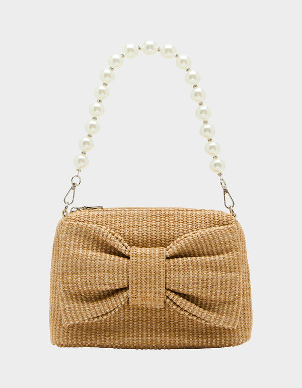 betsey johnson Bow Straw Top Zip Natural