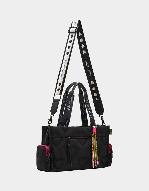 Betsey Johnson Bungee Nylon Satchel Black