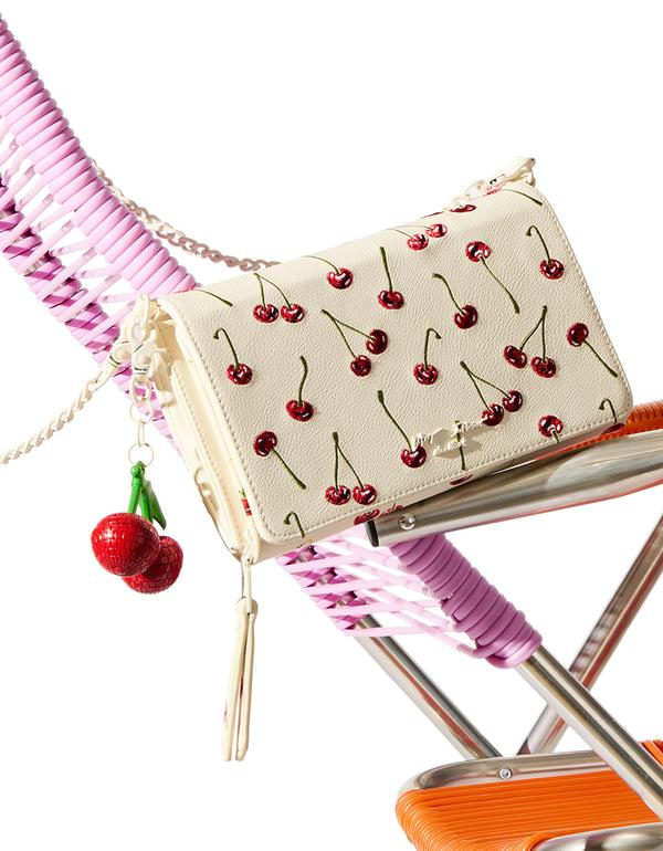 Betsey Johnson Cherry On Top Wallet On Chain Cream