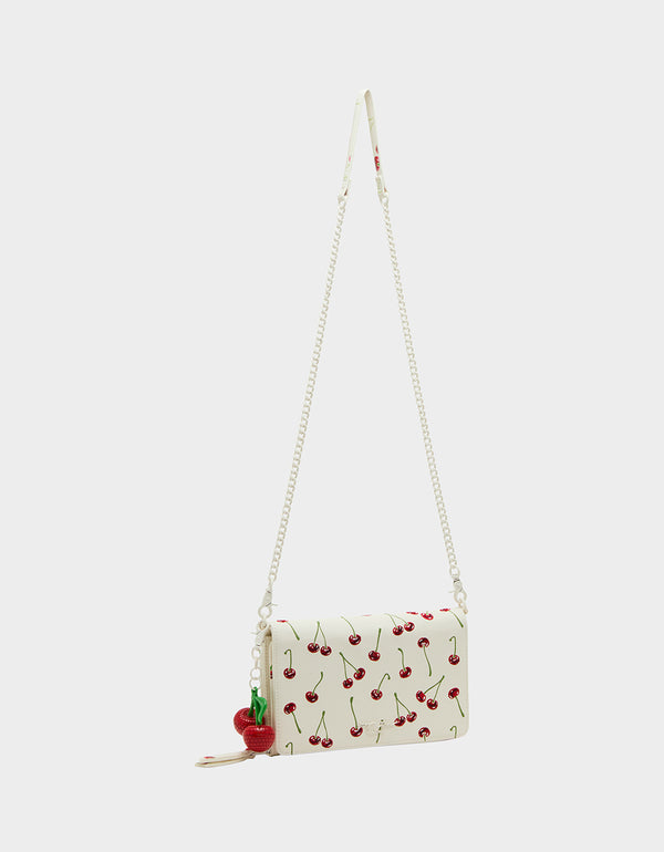 Betsey Johnson Cherry On Top Wallet On Chain Cream