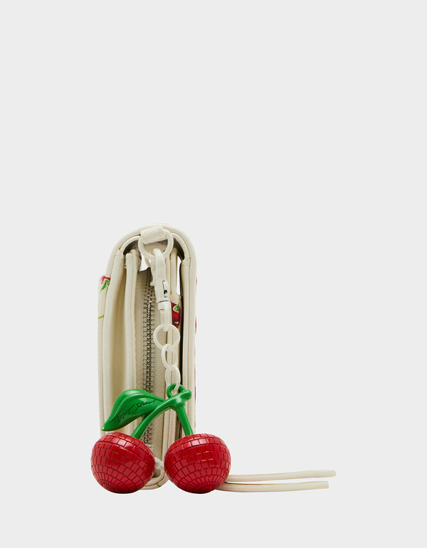 Betsey Johnson Cherry On Top Wallet On Chain Cream