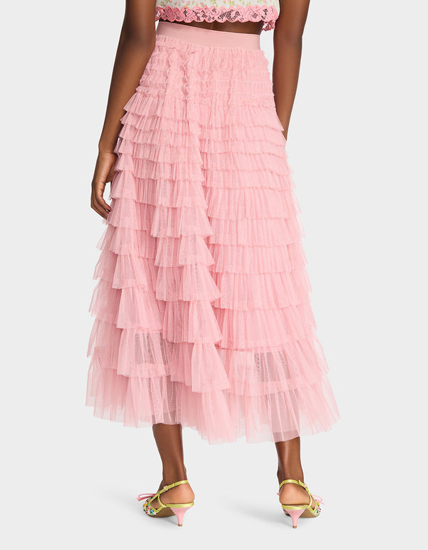 Betsey Johnson Colette Tulle Maxi Skirt Pink
