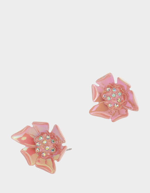 Betsey Johnson Garden Glam Floral Studs Pink