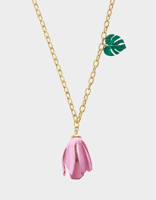 Betsey Johnson Garden Glam Tulip Pendant Pink