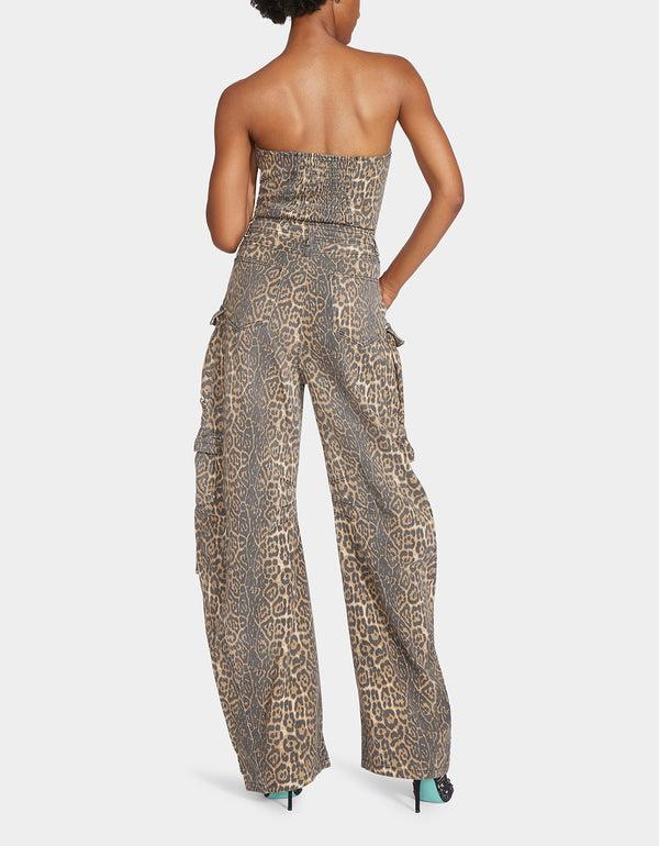 Betsey Johnson Gina Cargo Jumpsuit Leopard