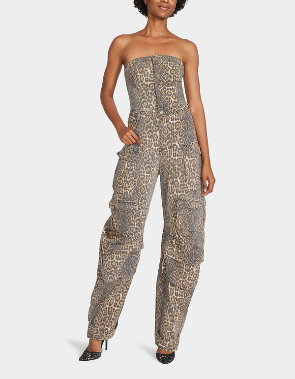 betsey johnson Gina Cargo Jumpsuit Leopard