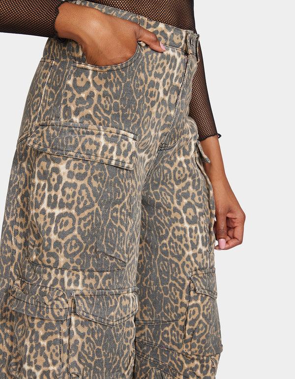 Betsey Johnson Jinnel Barrel Cargo Pants Leopard