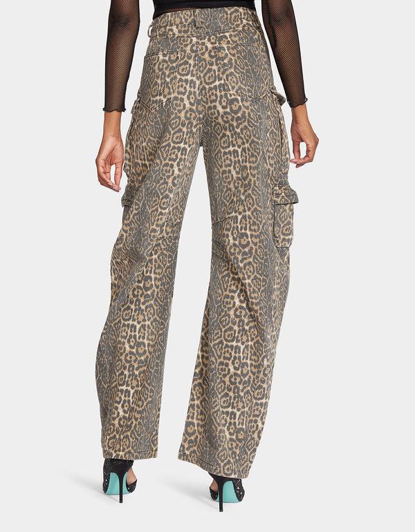 Betsey Johnson Jinnel Barrel Cargo Pants Leopard