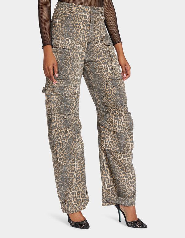 Betsey Johnson Jinnel Barrel Cargo Pants Leopard