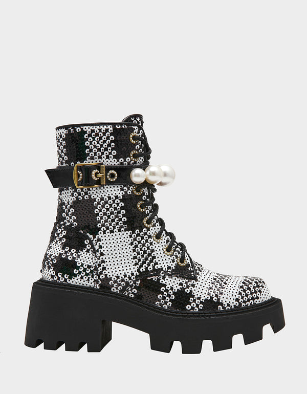 betsey johnson Jonnie Black White Plaid