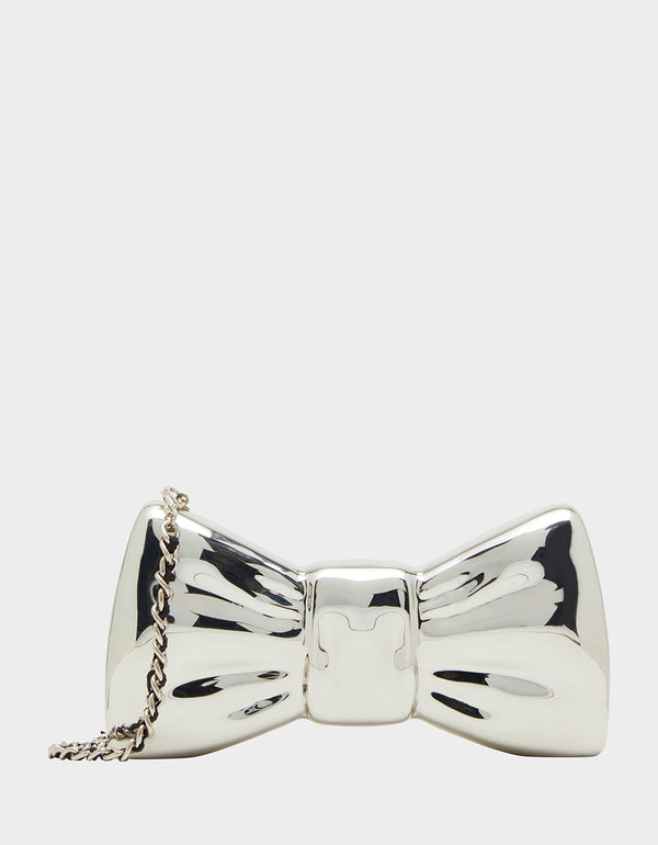 betsey johnson Metal Bow Clutch Silver