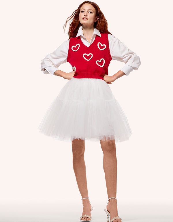 betsey johnson Minnie Heart Sweater Vest White Red