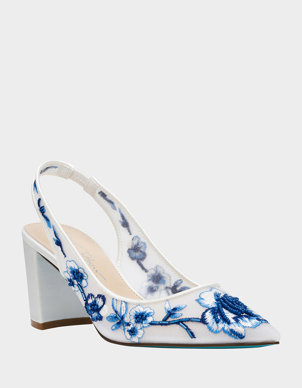 Betsey Johnson Page White/blue Floral