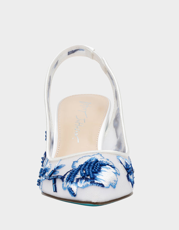 Betsey Johnson Page White/blue Floral