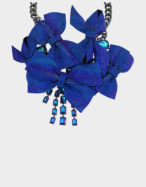 Betsey Johnson Recolor Bows Pave Bow Bib Blue