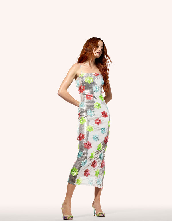 Betsey Johnson Sassy Sequin Dress Silver Multi