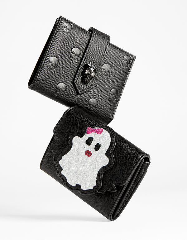 Betsey Johnson Skull Boss Bifold Wallet Black