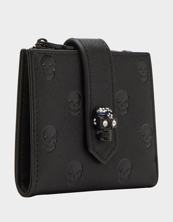 Betsey Johnson Skull Boss Bifold Wallet Black