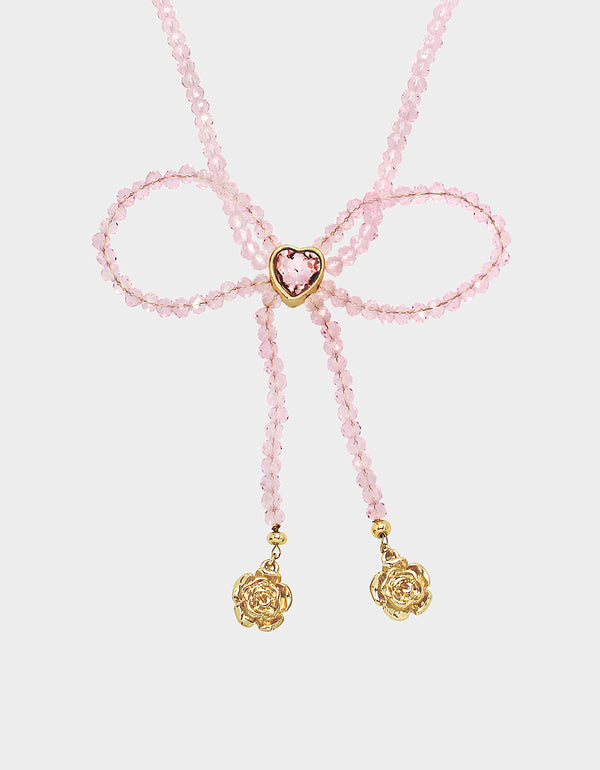 Betsey Johnson Sweetheart Swoon Bow Pendant Pink