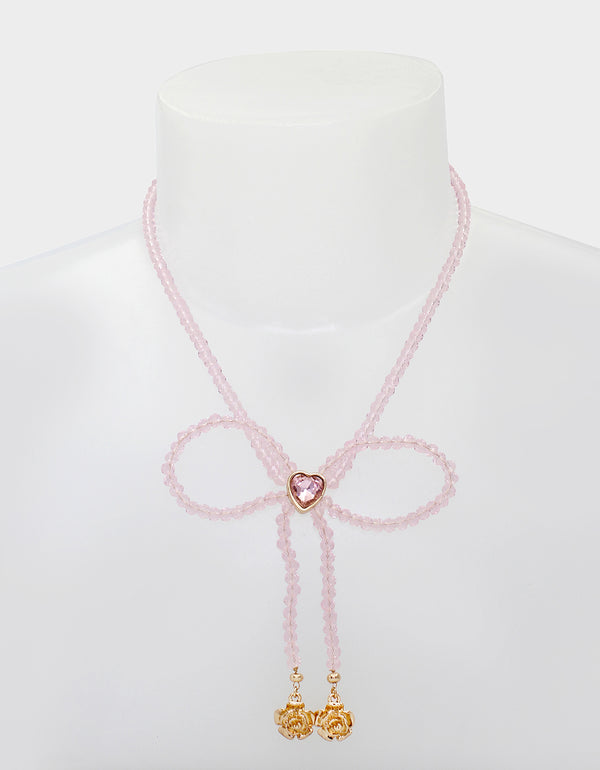 Betsey Johnson Sweetheart Swoon Bow Pendant Pink