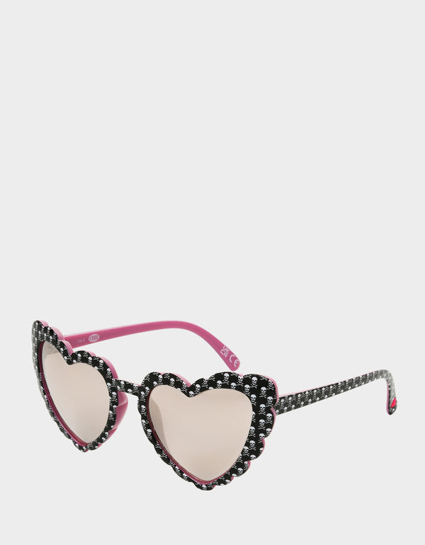 Betsey Johnson Xoxo Skull Heart Sunnies Black