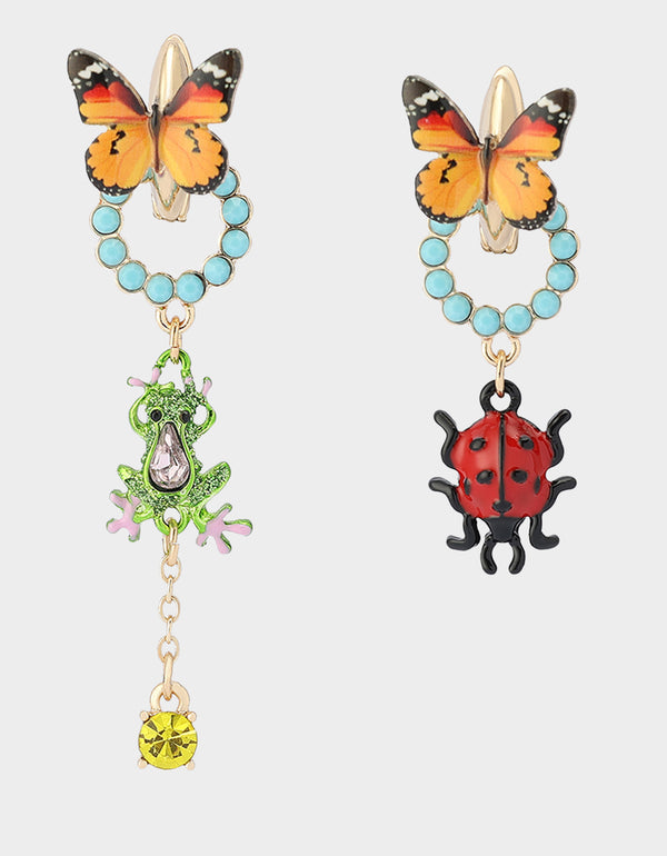 betsey johnson Betseys Backyard Butterfly Critter Mismatch Earrings Multi
