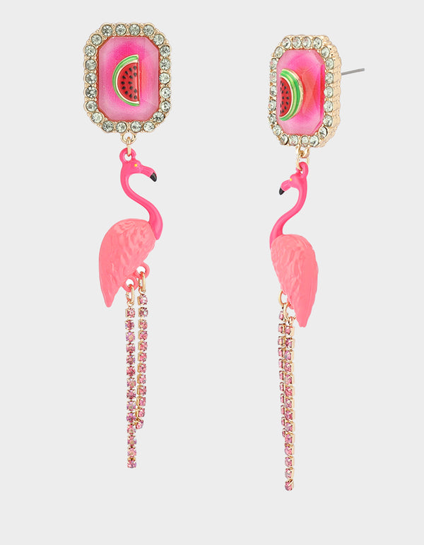 betsey johnson Betseys Backyard Flamingo Drop Earrings Pink