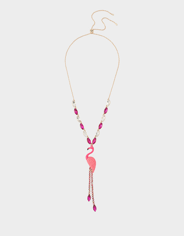 betsey johnson Betseys Backyard Flamingo Y Necklace Pink