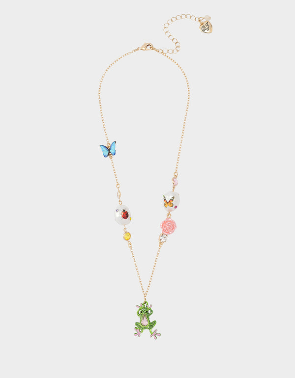 betsey johnson Betseys Backyard Frog Pearl Pendant Green