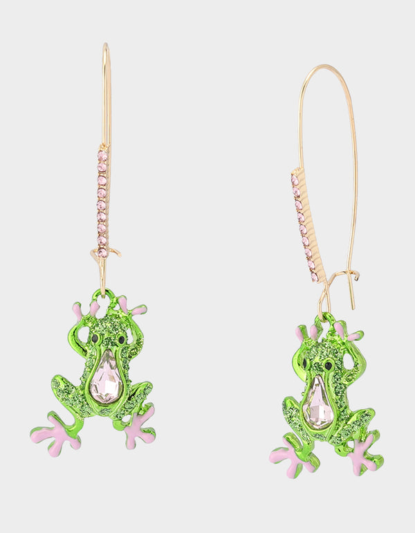 betsey johnson Betseys Backyard Frog Shepherd Hook Earrings Green