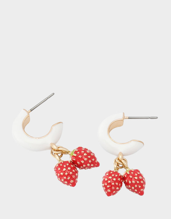 Betsey Johnson Betseys Backyard Strawbery Huggie Earrings Red