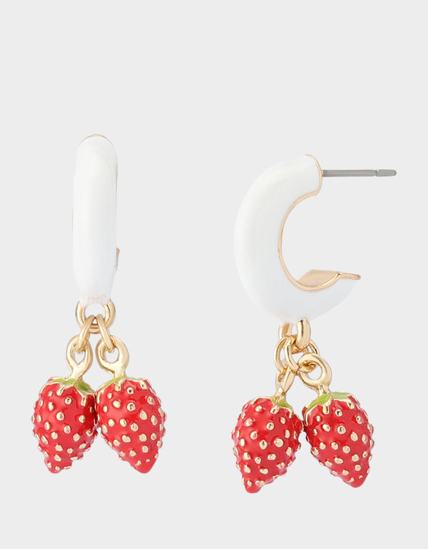 betsey johnson Betseys Backyard Strawbery Huggie Earrings Red