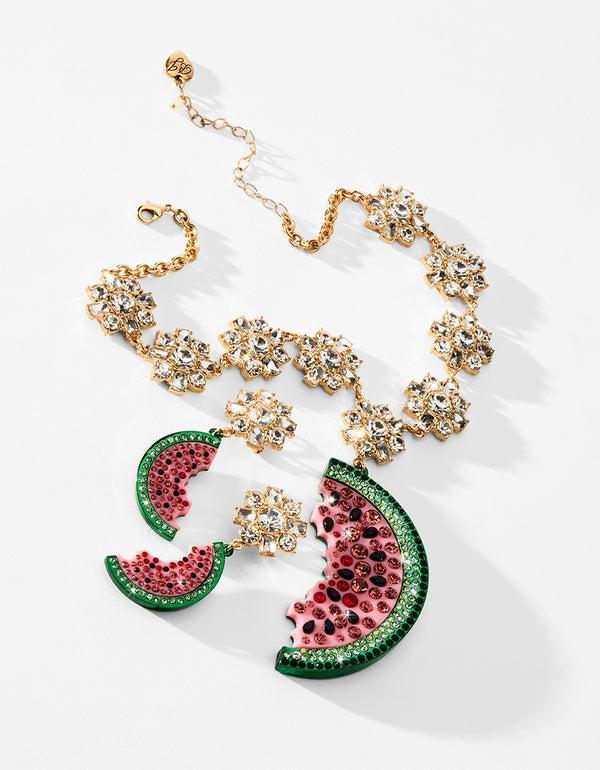 Betsey Johnson Betseys Backyard Watermelon Drop Earrings Pink