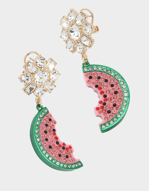 Betsey Johnson Betseys Backyard Watermelon Drop Earrings Pink