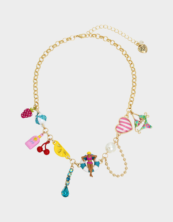 betsey johnson Betseys Pool Party Charm Frontal Necklace Multi