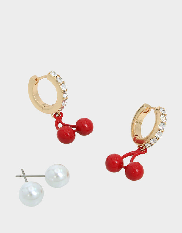Betsey Johnson Betseys Pool Party Cherry Earring Set Red