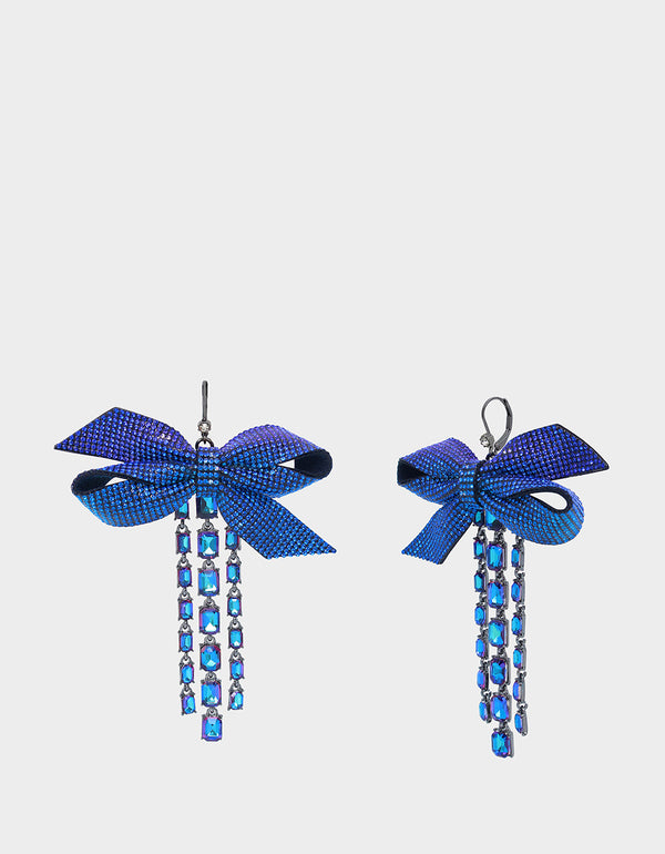 betsey johnson Blue Bows Stone Bow Drop Earrings Blue