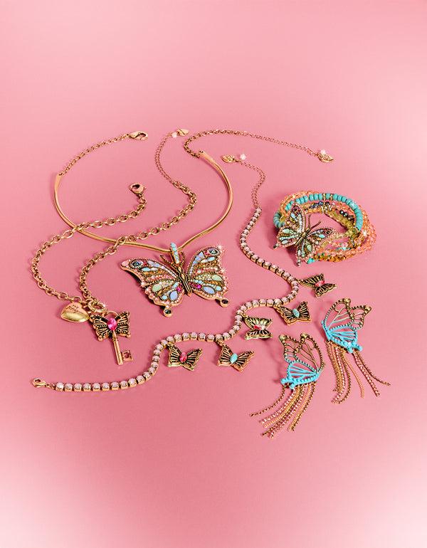 Betsey Johnson Boho Butterfly Bead Butterfly Multi Row Bracelet