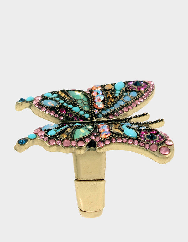 Betsey Johnson Boho Butterfly Stone Butterfly Stretch Ring Multi