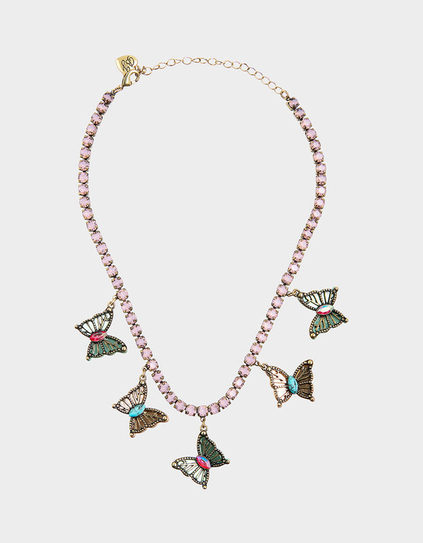 betsey johnson Boho Butterfly Tennis Frontal Necklace Multi