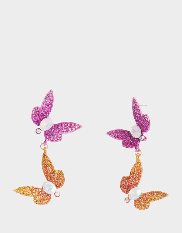 betsey johnson Garden Glam Dragonfly Double Drop Earrings Multi