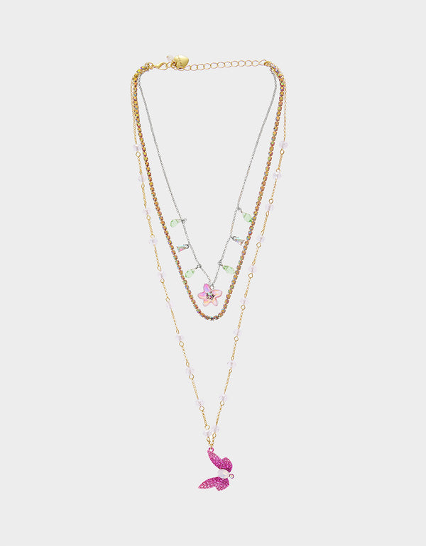 betsey johnson Garden Glam Dragonfly Illusion Necklace Pink