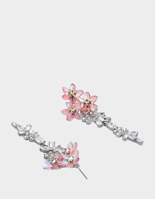 Betsey Johnson Garden Glam Floral Chandelier Earrings Lavender