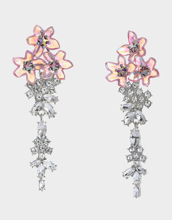 betsey johnson Garden Glam Floral Chandelier Earrings Lavender