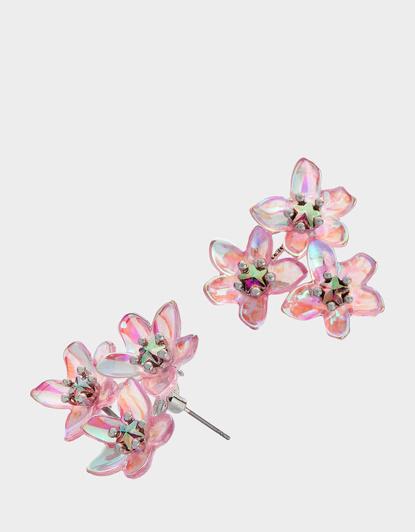 Betsey Johnson Garden Glam Flower Cluster Earrings Lavender