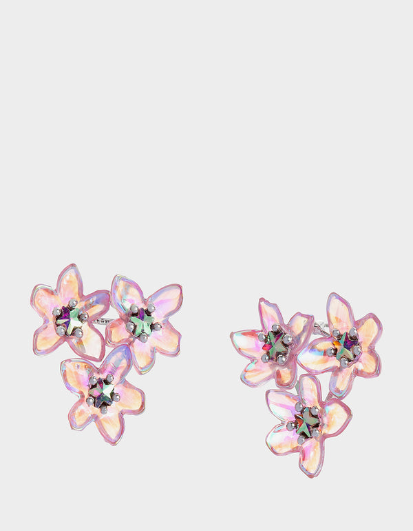 betsey johnson Garden Glam Flower Cluster Earrings Lavender