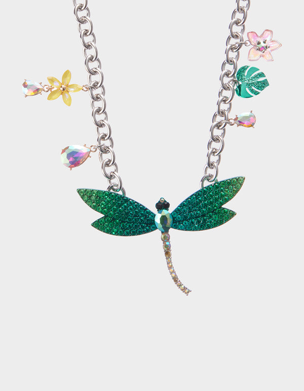 Betsey Johnson Garden Glam Gradonfly Frontal Necklace Blue