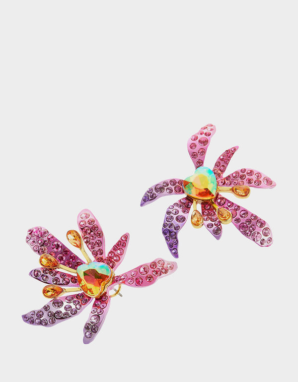 Betsey Johnson Garden Glam Iris Flower Studs Purple